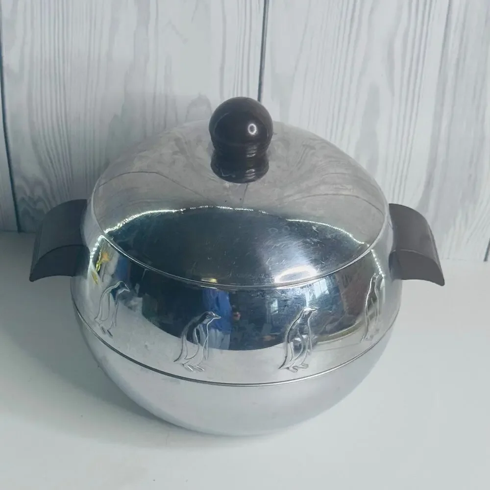 Vintage West Bend Penguin Ice Bucket Mid-Century Modern Barware Chrome Stainless